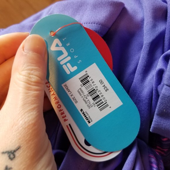 NEW Fila Purple Pink Short Sleeve Women's Athletic Shirt Size XL - Picture 5 of 5